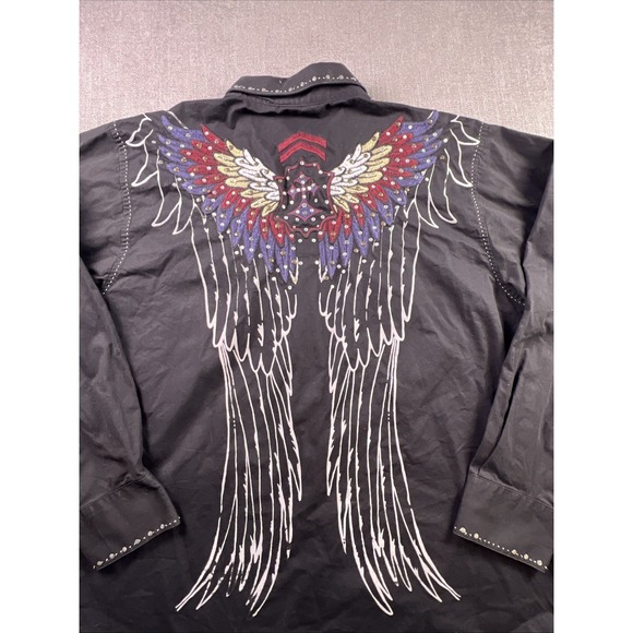 Vintage Hama Shirt Men's XL Embroidered Studded Jeweled Rhinestone Black Y2K - Picture 2 of 10